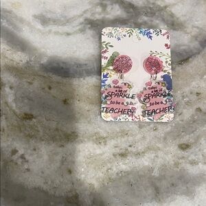 Pink Glitter Teacher Earrings